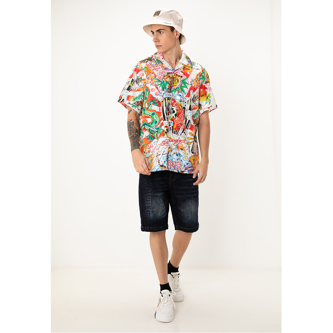 Japanese Tattoos Full-Print Men Oversized Shirt-Ed Hardy Asia