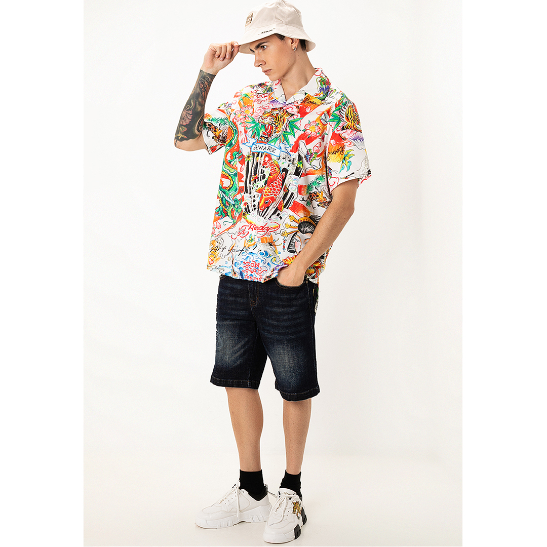 Japanese Tattoos Full-Print Men Oversized Shirt-Ed Hardy Asia