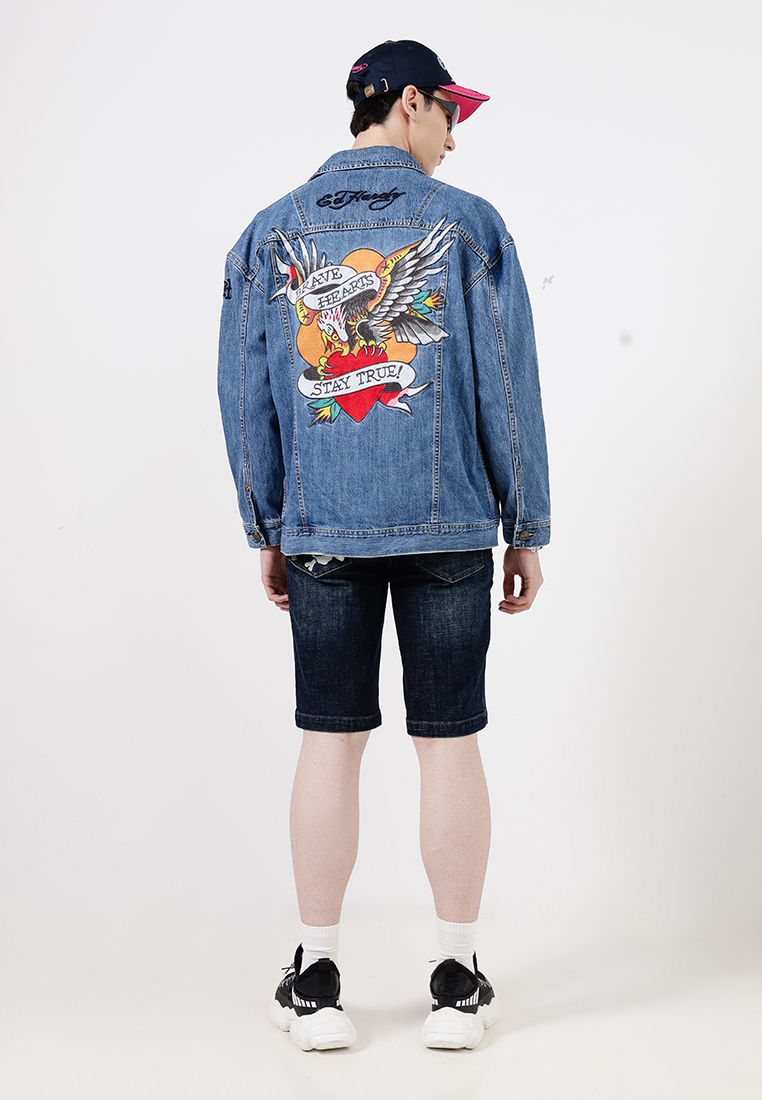 Ed Hardy Brave Hearts Eagle Denim Jacket 