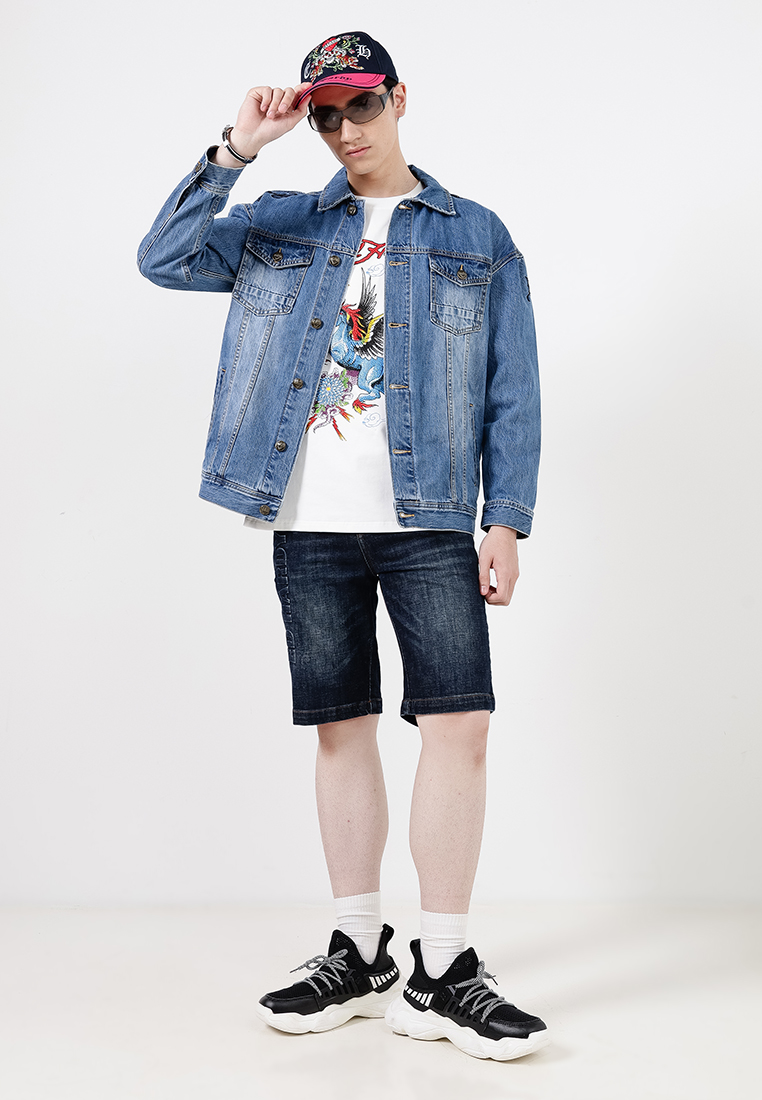 Ed Hardy Brave Hearts Eagle Denim Jacket 