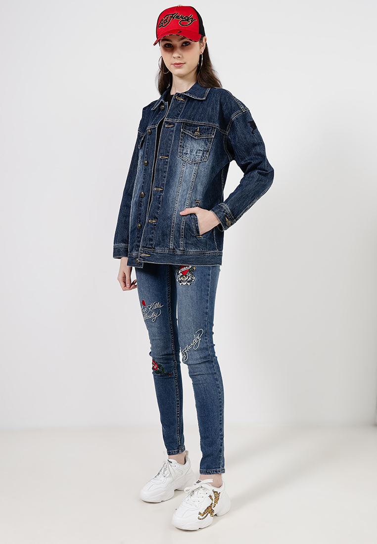 Ed Hardy Brave Hearts Eagle Denim Jacket 