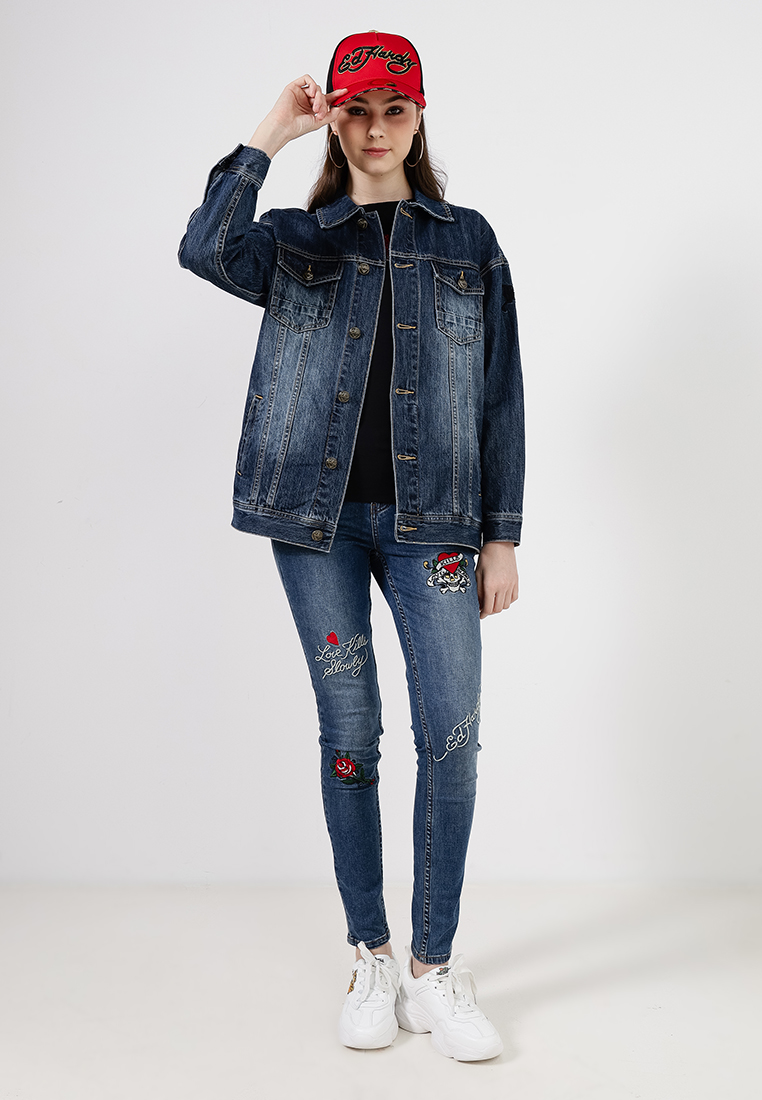 Ed Hardy Brave Hearts Eagle Denim Jacket 