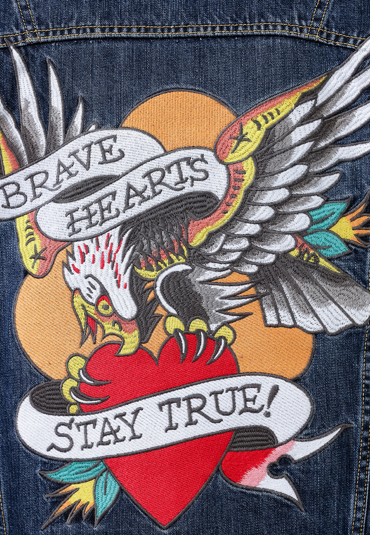 Ed Hardy Brave Hearts Eagle Denim Jacket 