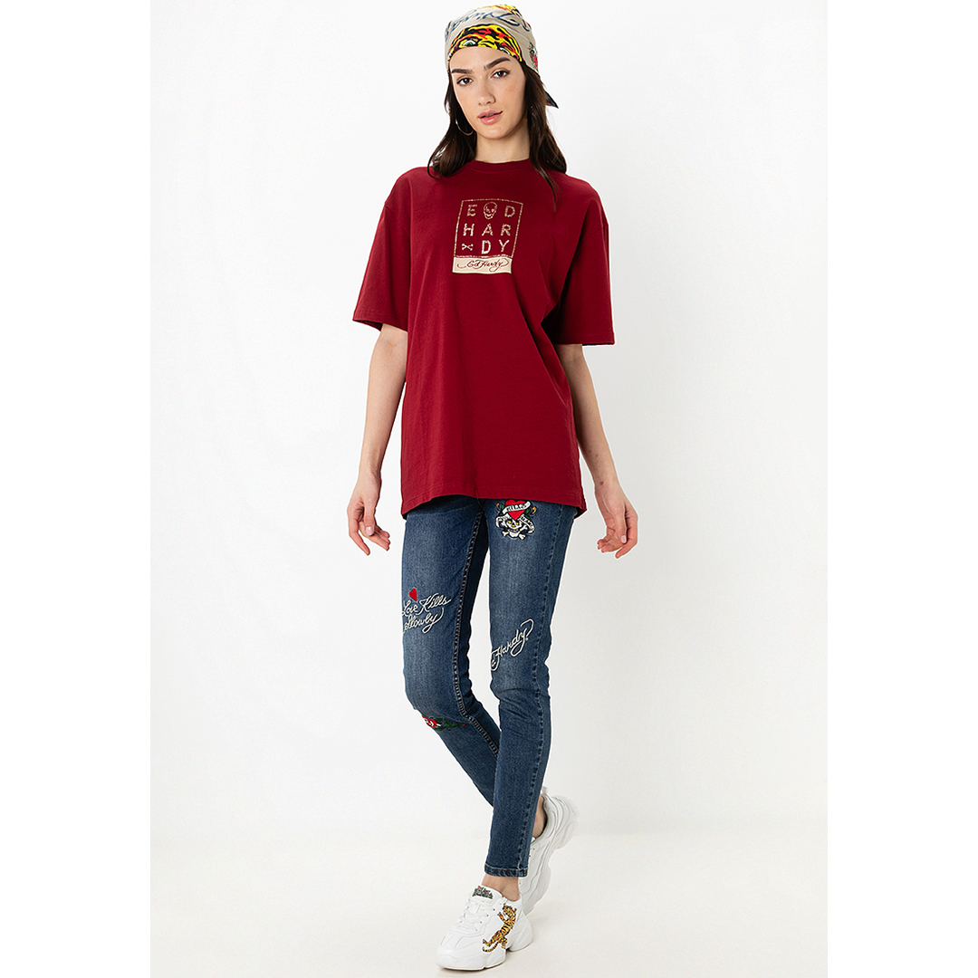 Thunder Skull Unisex Oversized Tee-Ed Hardy Asia