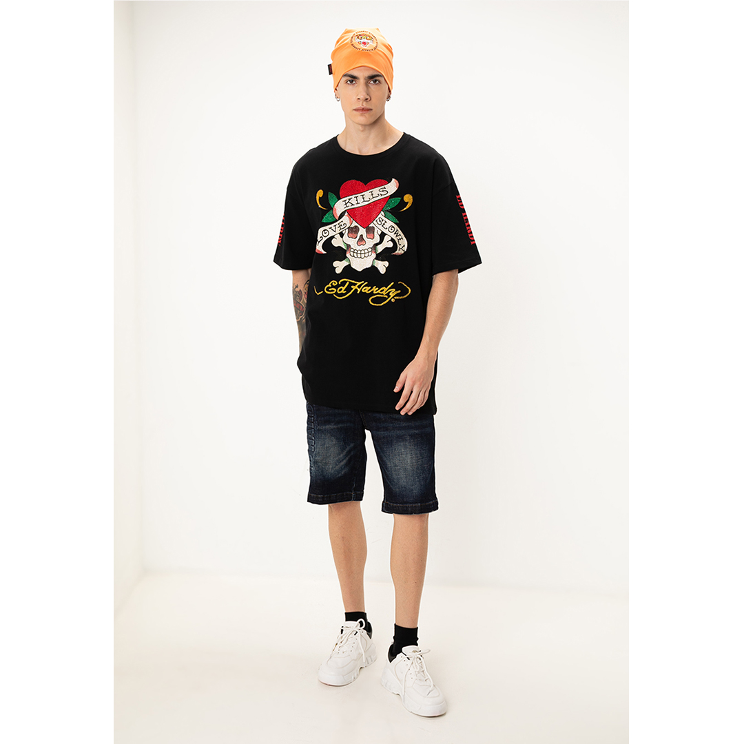 L.K.S Skull Unisex Oversized Tee-Ed Hardy Asia