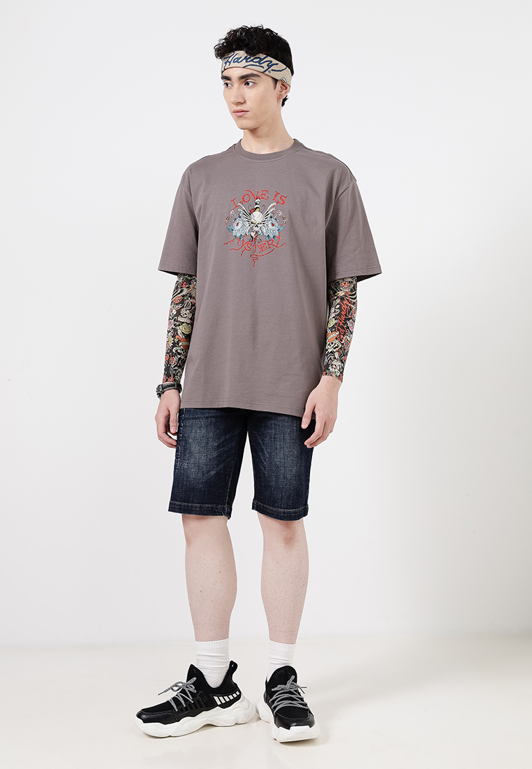 Love Is Mystery Skull Oversized Tee - Unisex-Ed Hardy Asia