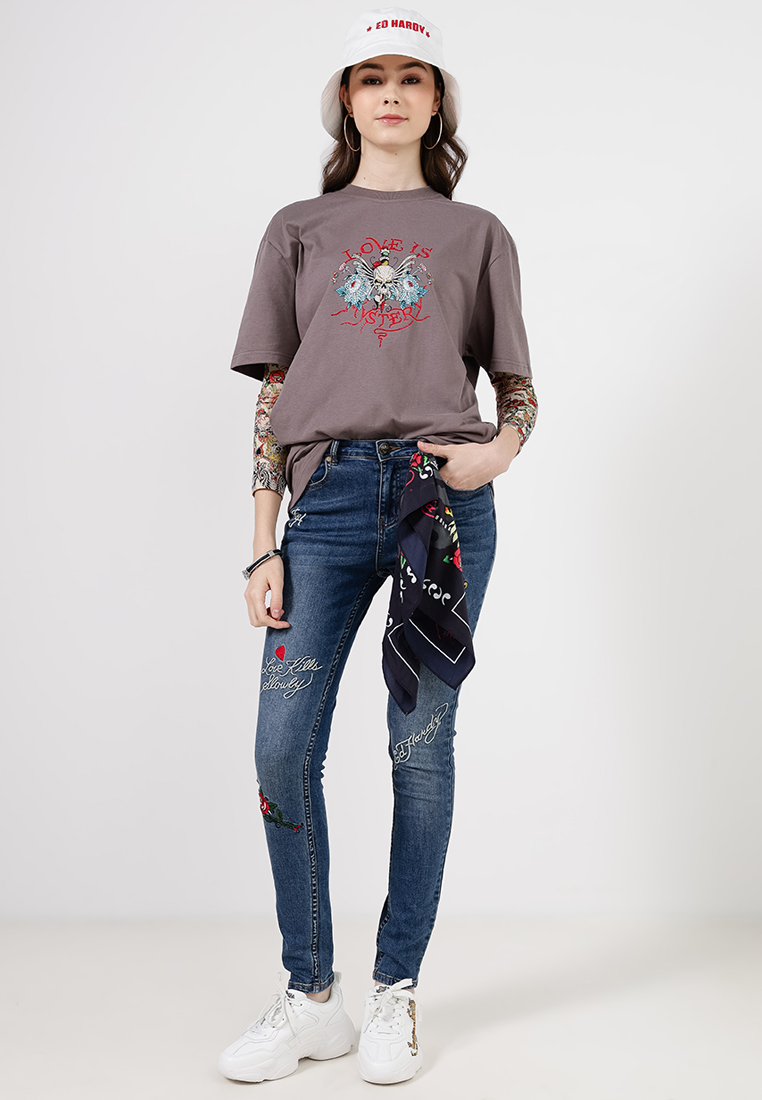 Love Is Mystery Skull Oversized Tee - Unisex-Ed Hardy Asia