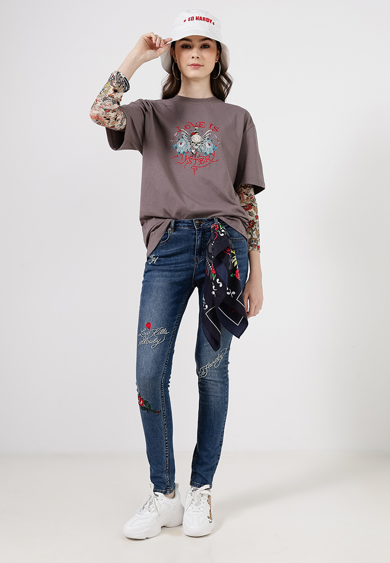 Love Is Mystery Skull Oversized Tee - Unisex-Ed Hardy Asia