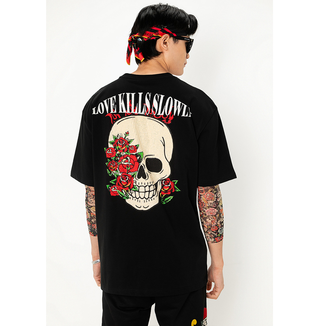 Ed Hardy Roses & Skull Oversized Tee