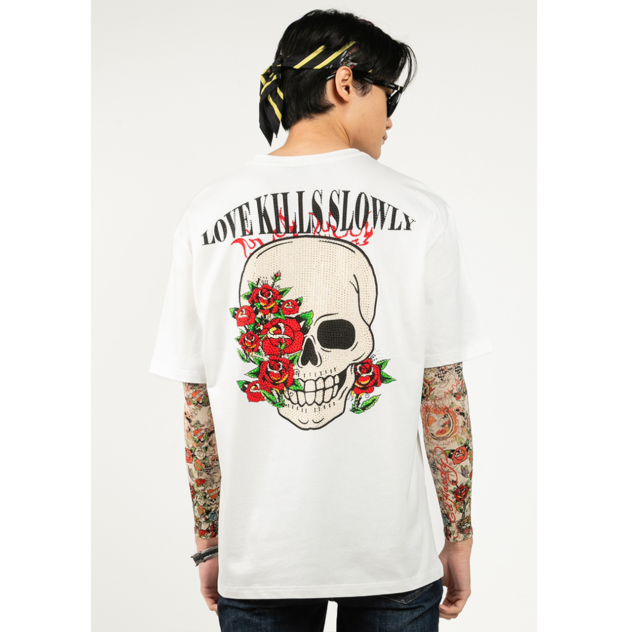 Ed Hardy Roses & Skull Oversized Tee