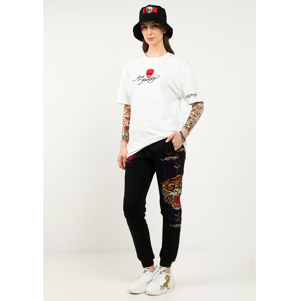 Ed Hardy Roses & Skull Oversized Tee