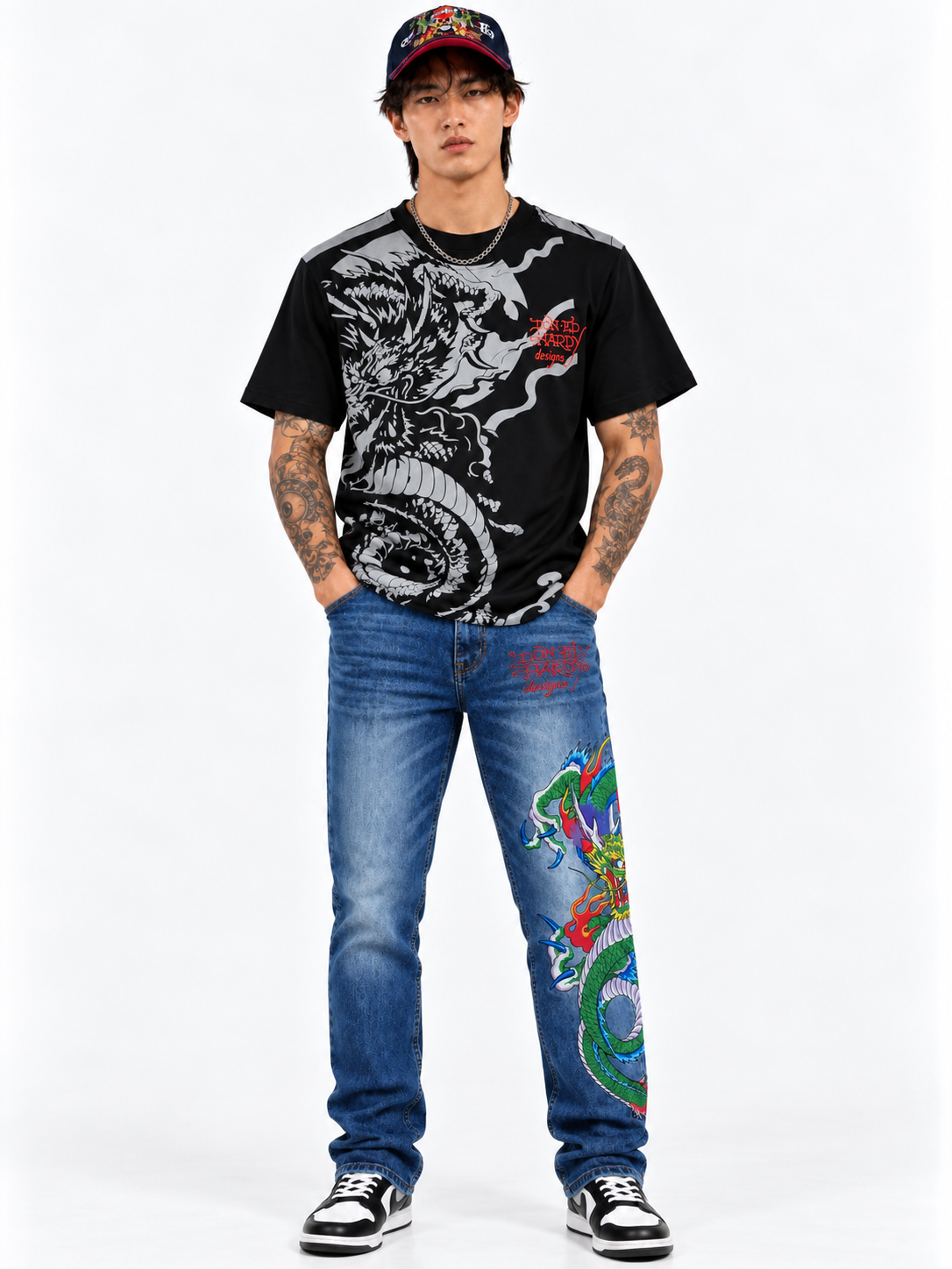 [LIMITED EDITION] Classic Dragon Men Long Denim Jeans - Slim Fit Cut