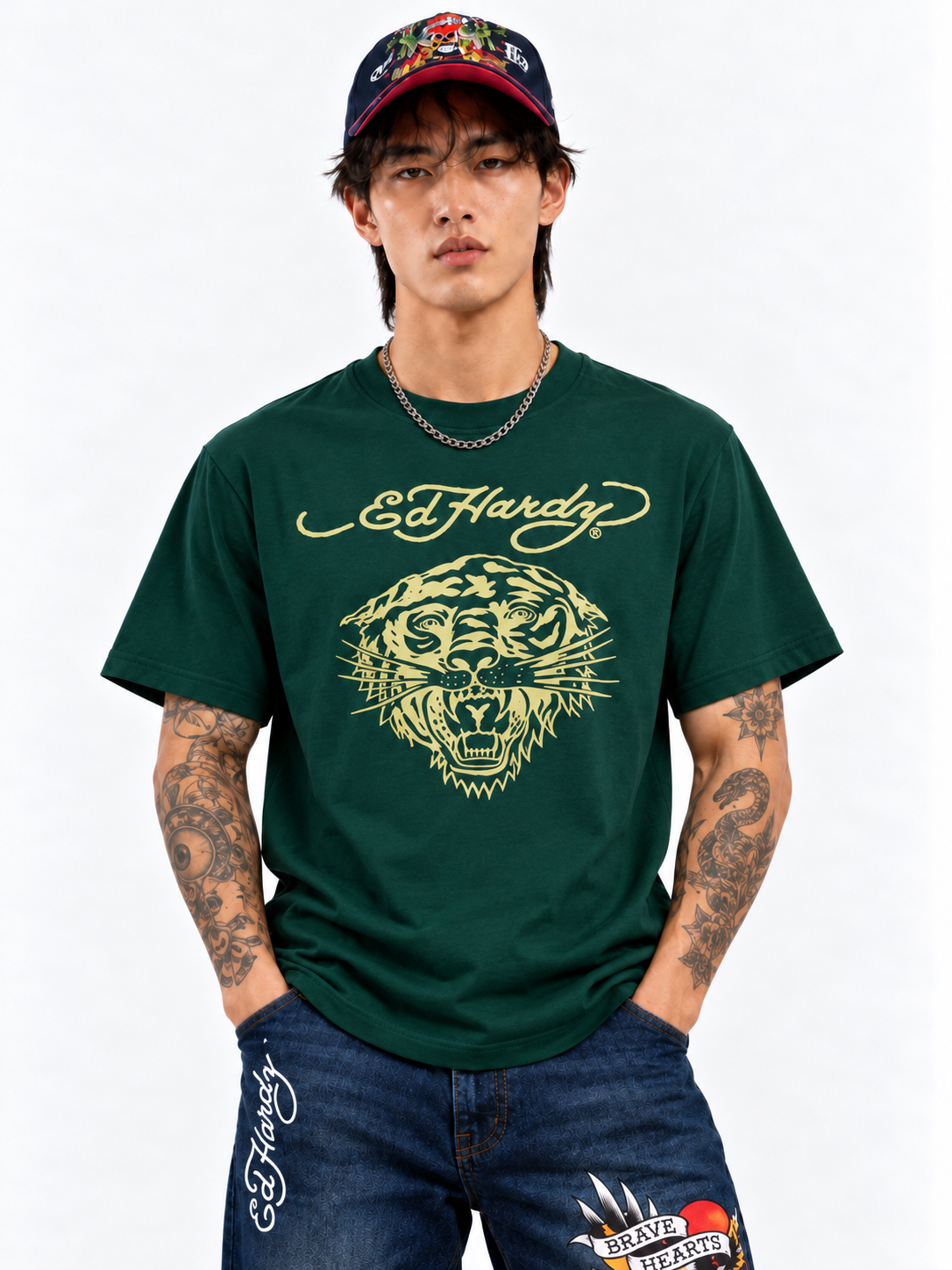 Classic Tiger Emerald Green Regular Tee - Men