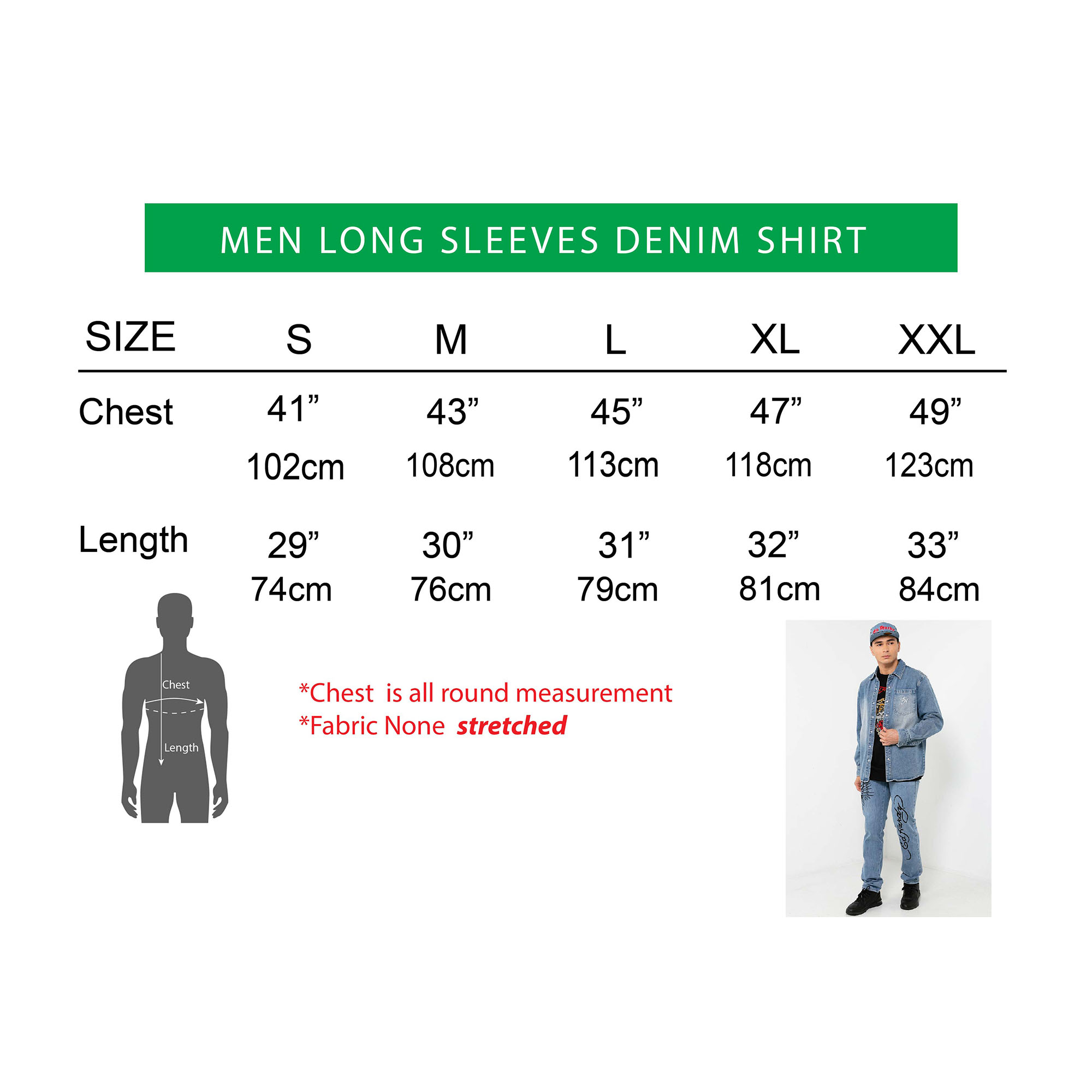 Classic Tiger Men Regular Denim Shirt-Ed Hardy Asia