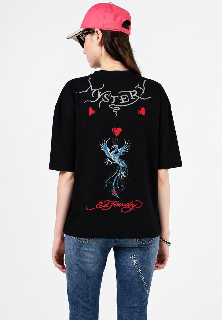 Mystery & Roses Ladies Oversized Tee - Short Sleeve