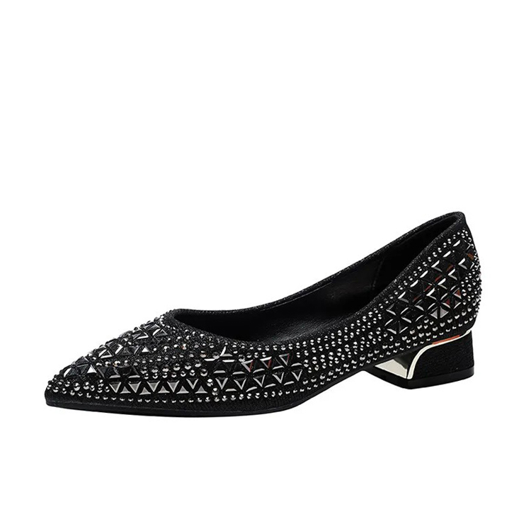 Healthy-foot حذاء كعب عالٍ بتصميم فرنسي بمقدمة مدببة، مرصع بالأحجار اللامعة بشكل فاخر، أناقة بسيطة، مثالي للعمل المكتبي أو الحفلات المسائية-healthy-foot