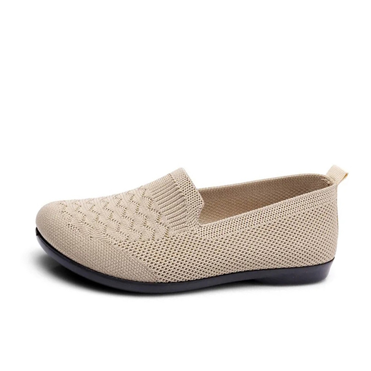 Healthy-foot حذاء نسائي دائري للاسترخاء، مصنوع من قماش محبوك ناعم، تصميم أنيق، مريح وقابل للتنفس، مثالي للسيدات الأنيقات في منتصف العمر وكبار السن-healthy-foot