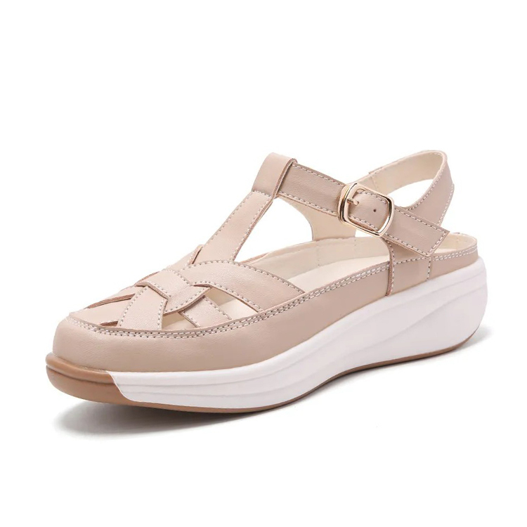 Healthy-foot  صندل نسائي مريح مبطن بتصميم دائري، نعل خفيف يسمح بالمشي لساعات طويلة، موديل عملي يناسب كل يوم