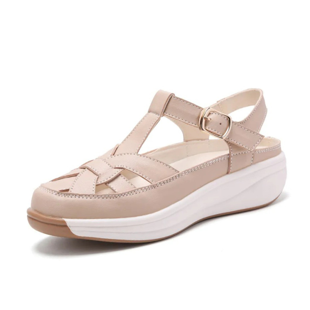 Healthy-foot  صندل نسائي مريح مبطن بتصميم دائري، نعل خفيف يسمح بالمشي لساعات طويلة، موديل عملي يناسب كل يوم