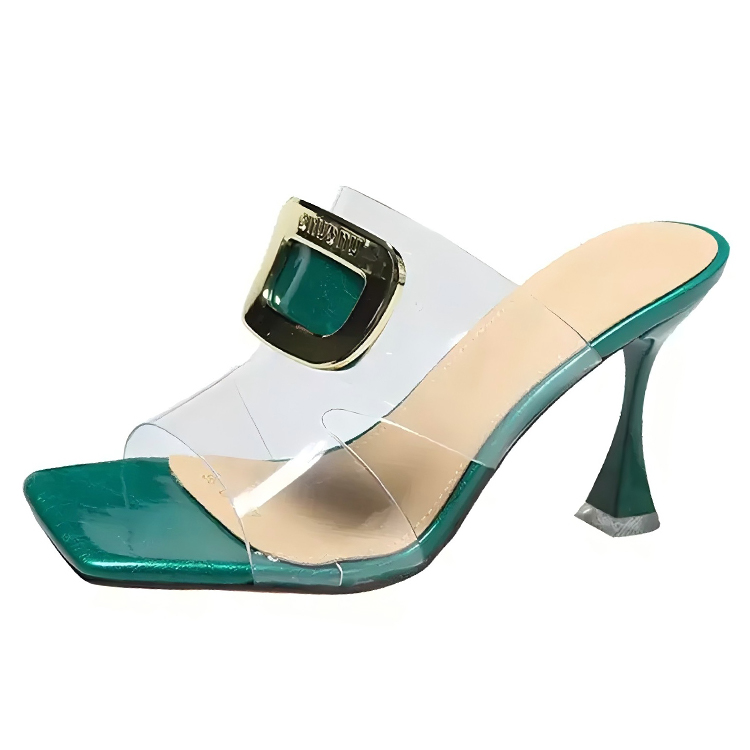 Healthy-foot أحذية كعب عالي للسيدات شفافة مفتوحة عند أصابع القدم، بكعب 9 سم، تمنح مظهراً نحيفاً وإطالة لخط الساق، مناسبة لمرضى التواء الإبهام