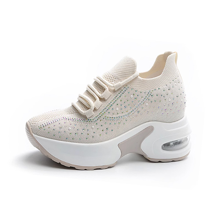 Healthy-foot  حذاء نسائي شبكي لامعة مع وسادة هوائية ونعل 8 سم