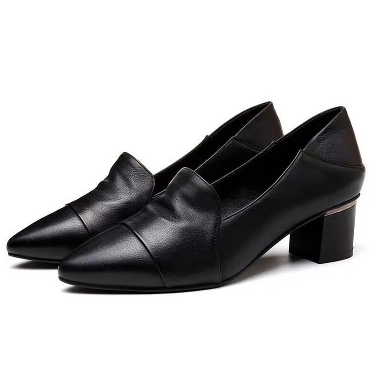 Healthy-foot حذاء نسائي فرنسي بكعب عالٍ من الجلد الناعم، بكعب متوسط ​​٥ سم، أنيق ومريح، سهل الارتداء والخلع، يُبرز جمال ساقيكِ. مثالي للتنقل أو العمل