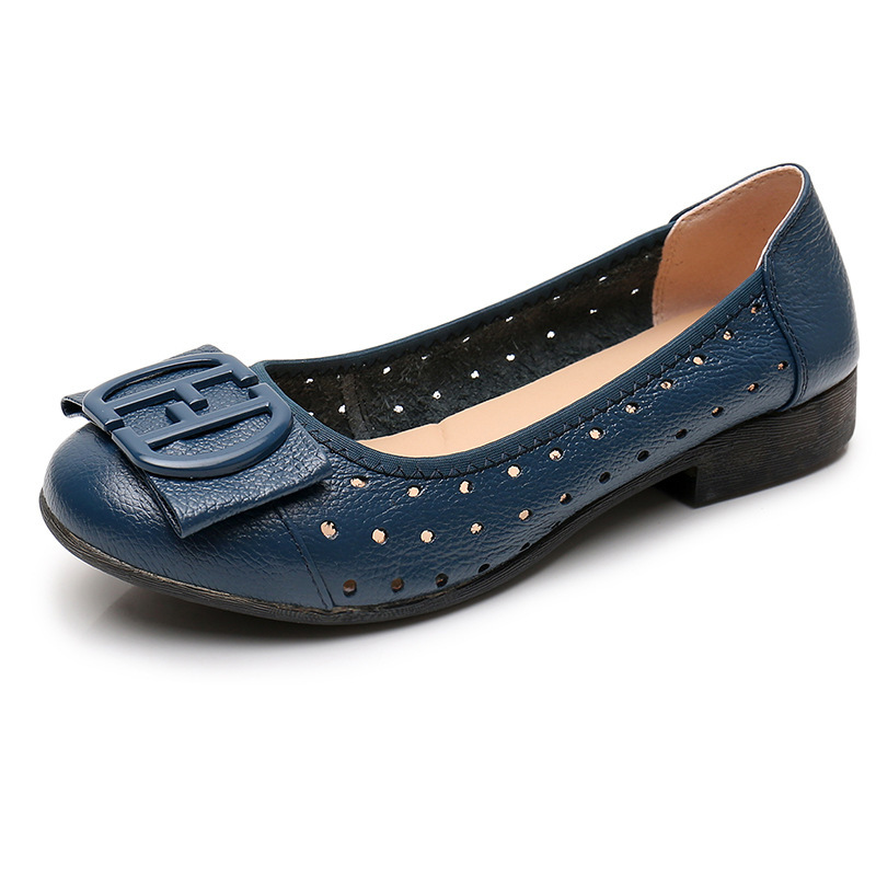 Healthy-foot  حذاء نسائي جلدي مجوف منخفض الرقعة ناعم النعل (أكثر مبيعا)