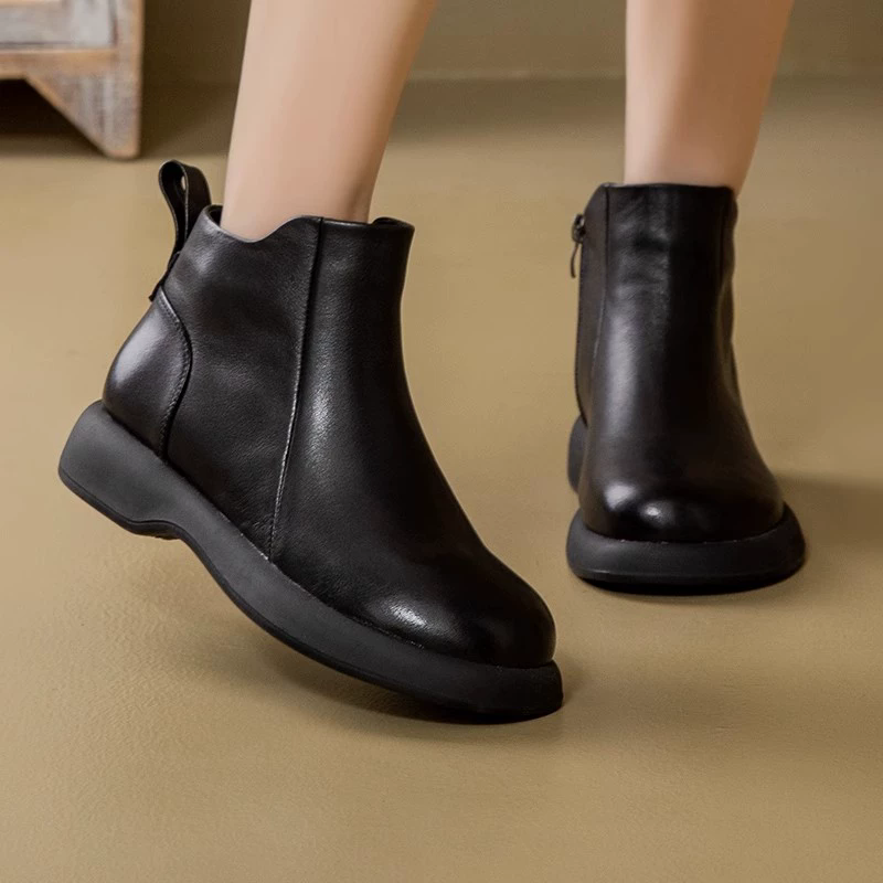 Healthy-foot حذاء بوت مارتن معتق مصنوع يدويا بنعل ناعم-healthy-foot