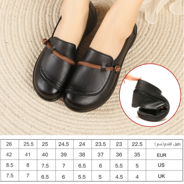 Healthy-foot   حذاء نسائي بمقدمة مستديرة وجلد ناعم، مريحة للغاية وذات مرونة عالية، مثالي للوقوف لفتراتويونعخاصللسيوالدات كبار السن،عضيناقةار رزين-healthy-foot