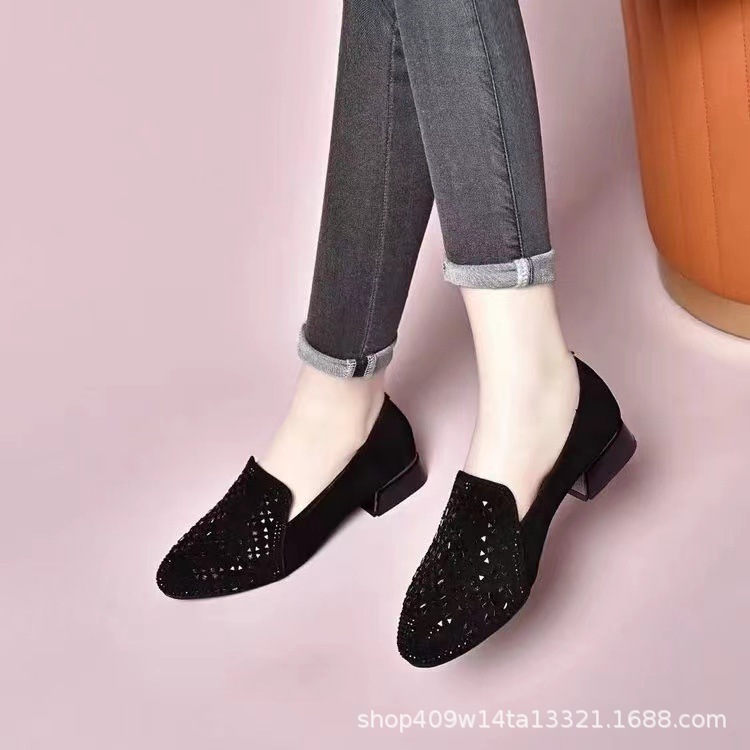 Healthy-foot [راحة من جلد الغنم]حذاء غير رسمي ذو نعل ناعم ومزين بالألماس