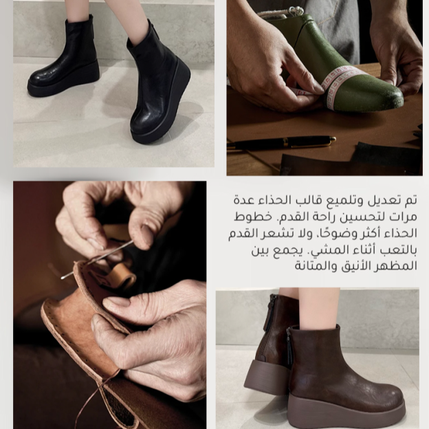 Healthy-foot حذاء مارتن نسائي من الجلد الأصلي، بتصميم سحاب خلفي، غير قابل للانزلاق ومقاوم للماء، أكثر ملاءمة لطقس الخريف والشتاء، ناعم ومريح، نمط متعدد الاستخدامات-healthy-foot