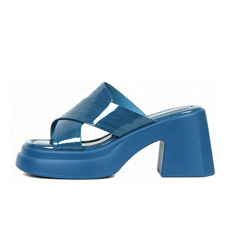 Healthy-foot صندل عصري للسيدات بفتحة للأصابع، كعب عالي بارتفاع 8 سم، مصنوع من الجلد اللامع، مثالي للارتداء اليومي