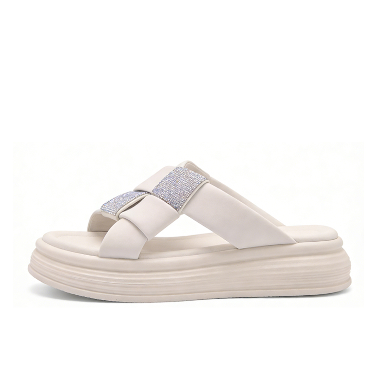 Healthy-foot   نعال نسائية بكعب سميك، مرصعة بالأحجار اللامعة، بتصميم شطرنجي عصري، مثالية للارتداء اليومي