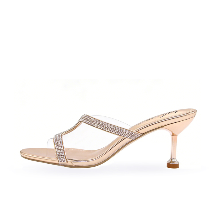 Healthy-foot صندل عصري بديع مزين بأحجار الراين المشرقة بكعب مرتفع 