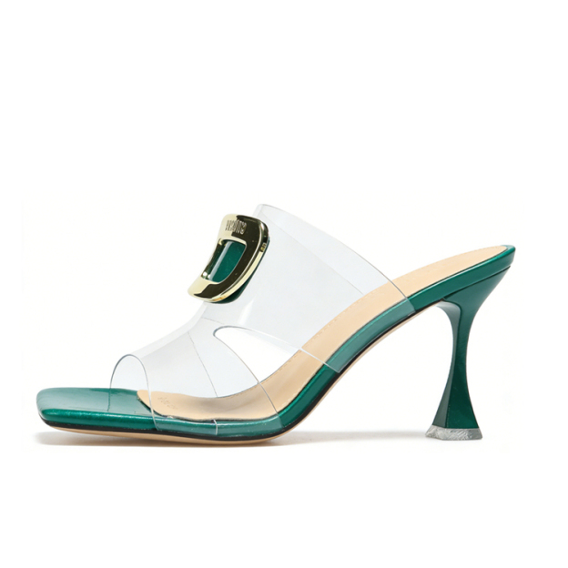 Healthy-foot أحذية كعب عالي للسيدات شفافة مفتوحة عند أصابع القدم، بكعب 9 سم، تمنح مظهراً نحيفاً وإطالة لخط الساق، مناسبة لمرضى التواء الإبهام