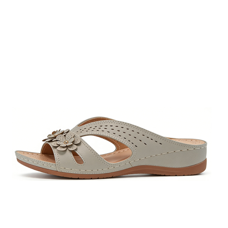 Healthy-foot  صندل نسائي مكشوف للأصابع بكعب سميك، مزين بنقوش زهور عتيقة، مثالي للسيدات اللواتي يعانين من التواء الإبهام، سهل الارتداء والخلع، للاستخدام اليومي والكلاسيكي
