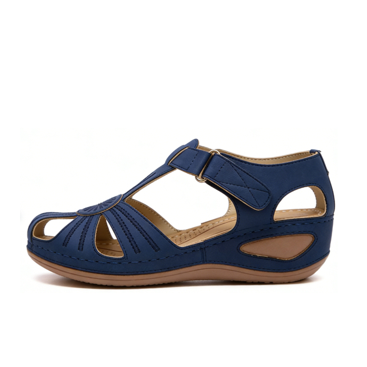 Healthy-foot صندل نسائي مضفور بكعب مائل، ارتفاع الكعب 5.5 سم، رأس مستدير يجعل القدم تبدو صغيرة، ويطيل القامة، مناسب للارتداء اليومي أو المواعدة