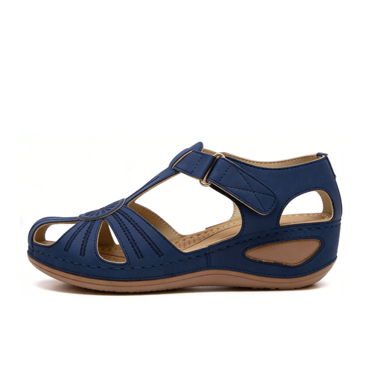 Healthy-foot صندل نسائي مضفور بكعب مائل، ارتفاع الكعب 5.5 سم، رأس مستدير يجعل القدم تبدو صغيرة، ويطيل القامة، مناسب للارتداء اليومي أو المواعدة