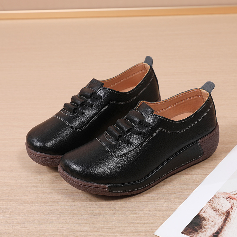 Healthy-foot  حذاء جلدي نسائي بكعب مائل بارتفاع 5 سنتيمتر، مع نعل سميك مضاد للانزلاق، يوفر دعمًا للقدم ويضمن الراحة في كل خطوة-healthy-foot