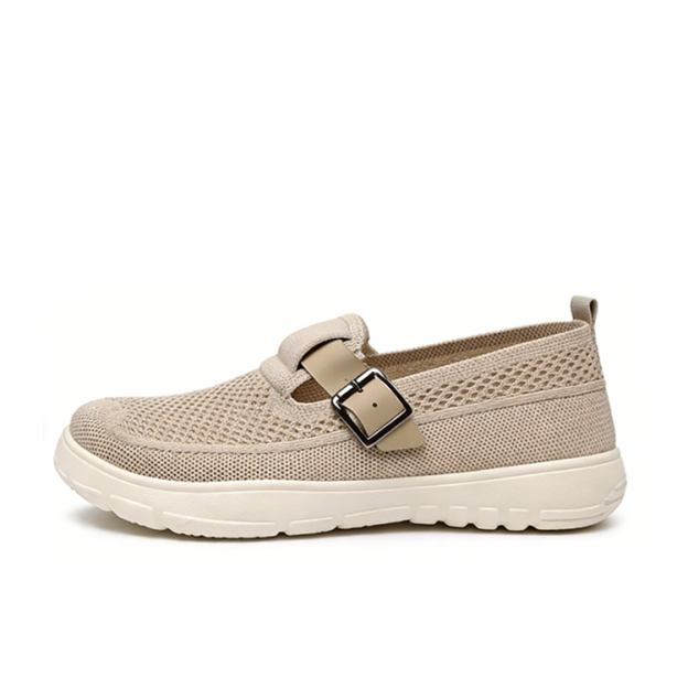 Healthy-foot   حذاء نسائي للتنقل بإبزيم مربع وتصميم سهل الارتداء بخطوة واحدة، مثالي للسيدات كبيرات السن للارتداء اليومي