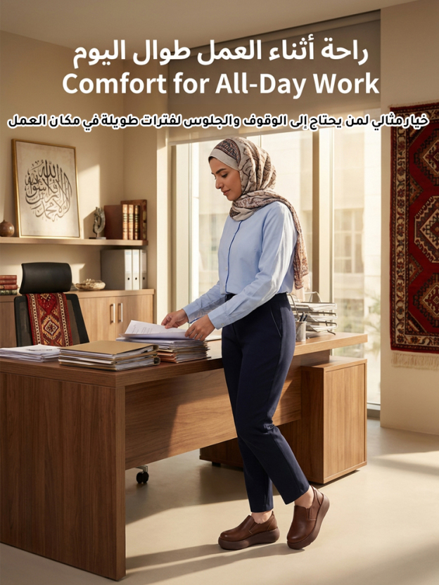 حذاء معتق راقي جلدي بنعل سميك للنساء -healthy-foot