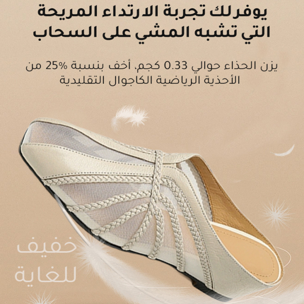 Healthy-Foot حذاء كعب عالي عصري للسيدات، بكعب يبلغ ارتفاعه 5 سم، مصنوع من نسيج شبكي قابل للتنفس، بأسلوب فرنسي أنيق بسيط، مع تصميم مكشوف للكعب، يوفر المشي المستقر والمريح، مثالي للارتداء اليومي-healthy-foot