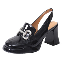 Healthy-foot صندل عصري نسائي فرنسي عالي الكعب ومرصع بحجر الراين -healthy-foot