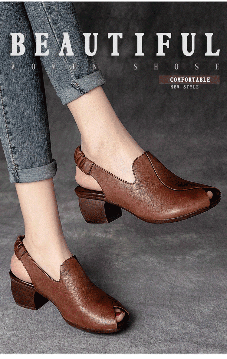 حذاء نسائي مريح بكعب ثقيل تصميم عصري