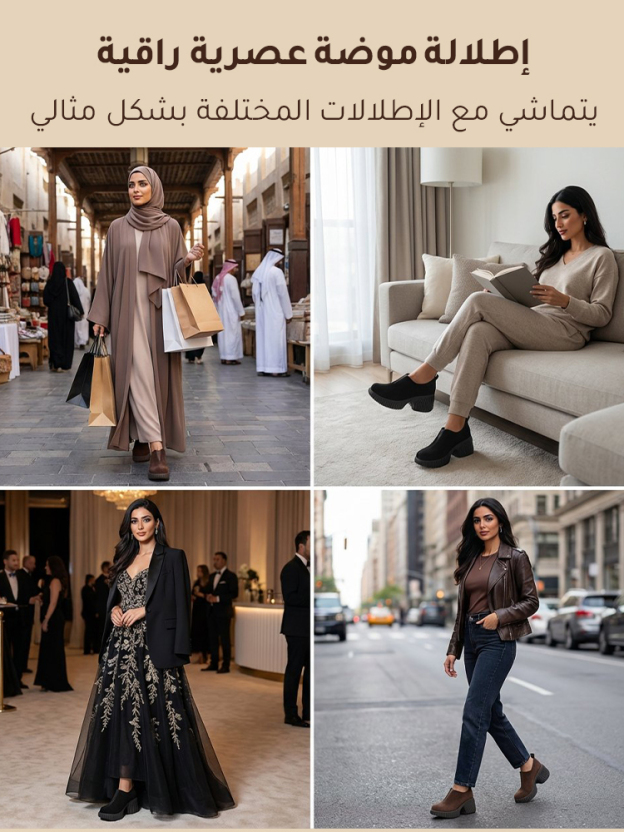 حذاء كاجوال مصنوع يدويا من جلد غنم غير لامع بنعل سميك (زيادة الارتفاع بصريا 8 سم)