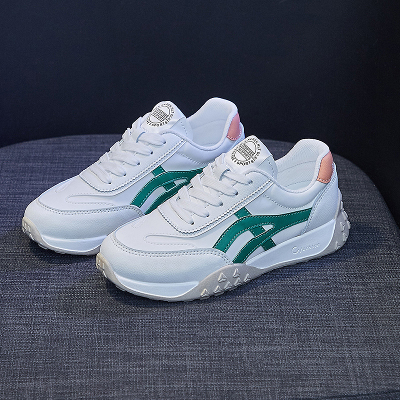 Healthy-foot حذاء رياضي أبيض للسيدات، مصنوع من الجلد الطبيعي، كعب مرتفع بارتفاع 5 سم، تصميم متباين الألوان عصري وعملي للاستخدام اليومي-healthy-foot