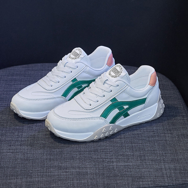 Healthy-foot حذاء رياضي أبيض للسيدات، مصنوع من الجلد الطبيعي، كعب مرتفع بارتفاع 5 سم، تصميم متباين الألوان عصري وعملي للاستخدام اليومي-healthy-foot