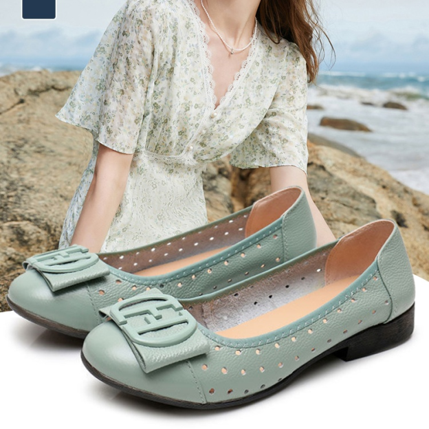 Healthy-foot  حذاء نسائي جلدي مجوف منخفض الرقعة ناعم النعل (أكثر مبيعا)