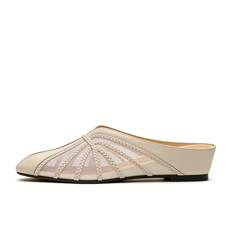 Healthy-Foot حذاء كعب عالي عصري للسيدات، بكعب يبلغ ارتفاعه 5 سم، مصنوع من نسيج شبكي قابل للتنفس، بأسلوب فرنسي أنيق بسيط، مع تصميم مكشوف للكعب، يوفر المشي المستقر والمريح، مثالي للارتداء اليومي