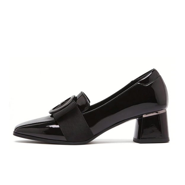 Healthy-foot  حذاء نسائي من الجلد ذو مقدمة مربعة وكعب سميك